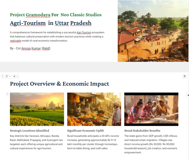 Project Gramodaya agri-tourism framework — rural Uttar Pradesh economic transformation
